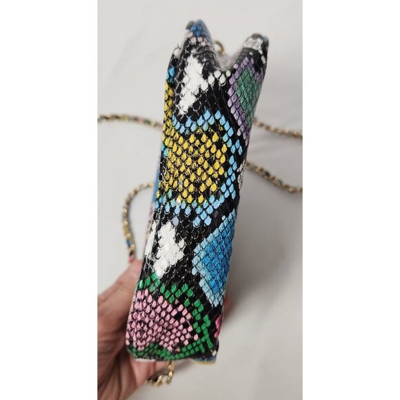 Pink Haley Colorful Snake Print Gold Chain Crossbody Shoulder Bag - Picture 4 of 8